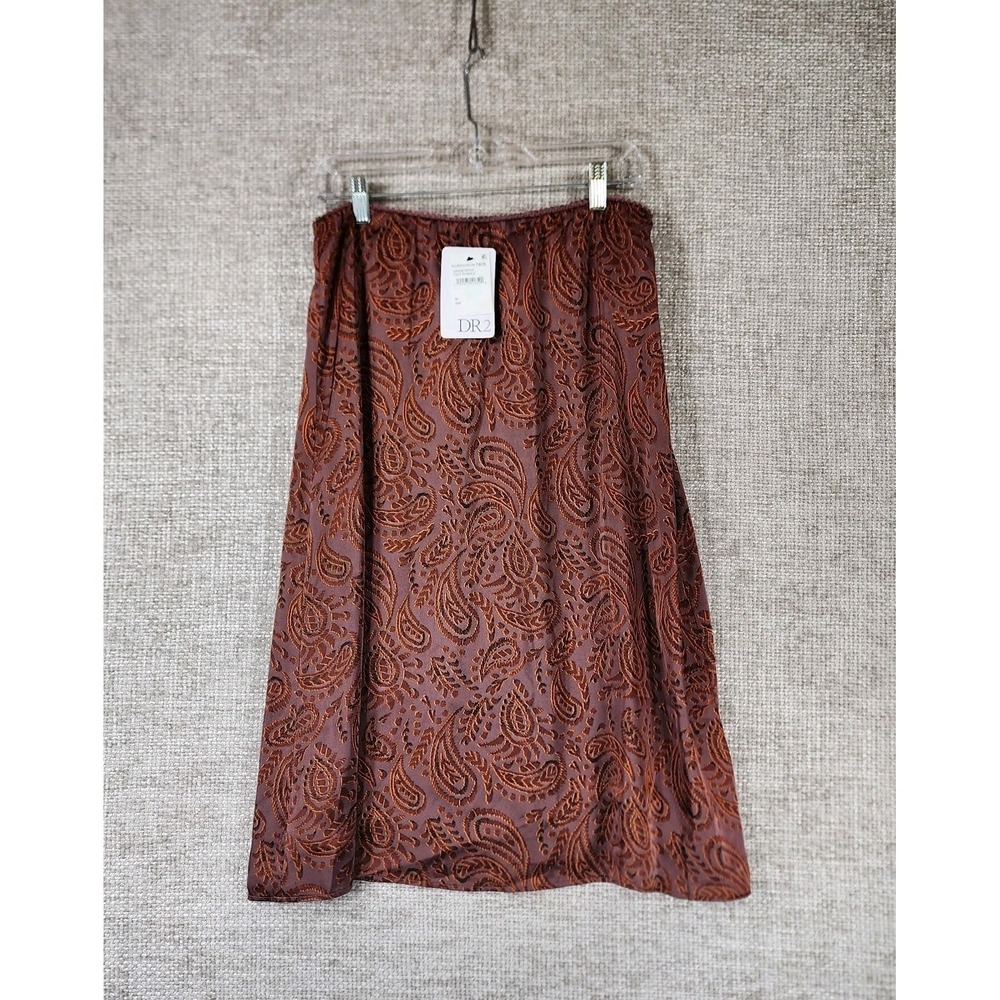 DR2 by Daniel Rainn Paisley Midi Skirt Womens Medium Plum Orange 30" Waist NWT